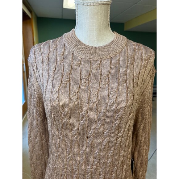 NEW Tuckernuck Cable Knit Metallic Gold Stretch Bodycon Sweater Maxi Dress Small - Picture 5 of 11